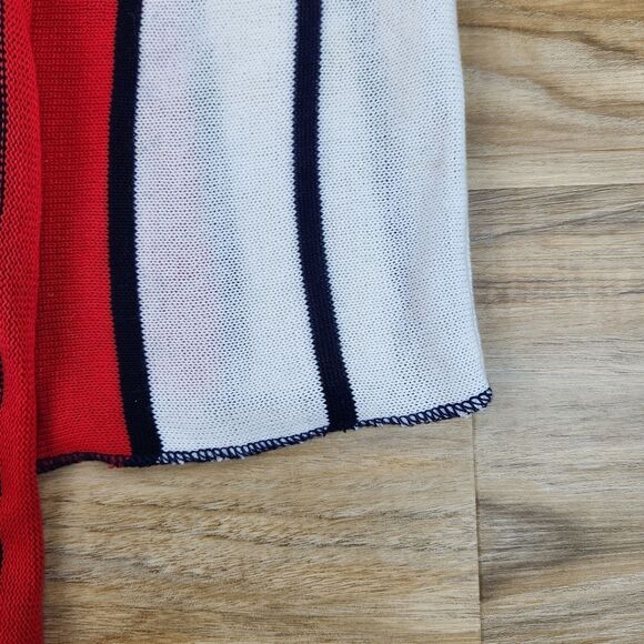 🔹️Serendipity Red, Blue, & White Striped Sleeveless Cardigan Large - Picture 10 of 12
